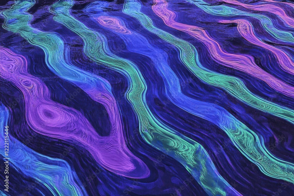 Obraz premium Abstract Waves of Colorful Patterns Reflected on Water Surface