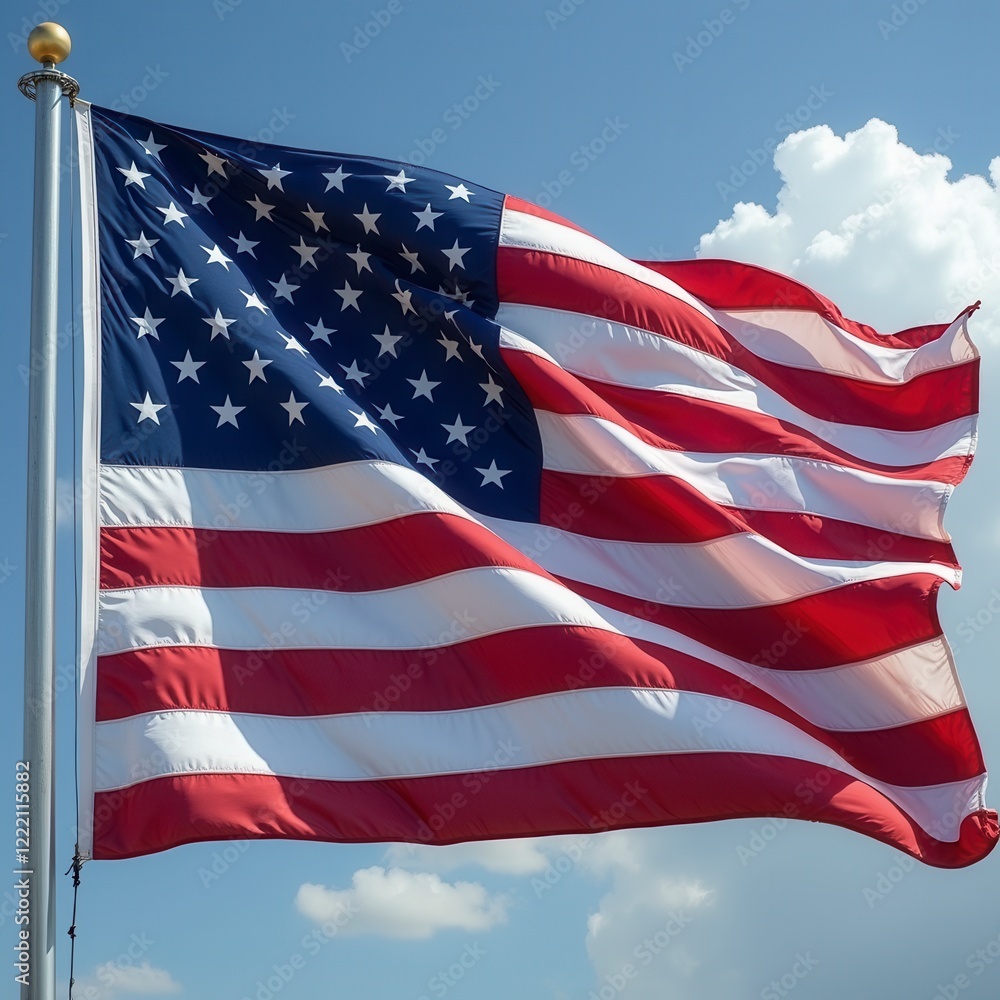 Fototapeta premium Waving American Flag Symbolizing Freedom And Patriotism