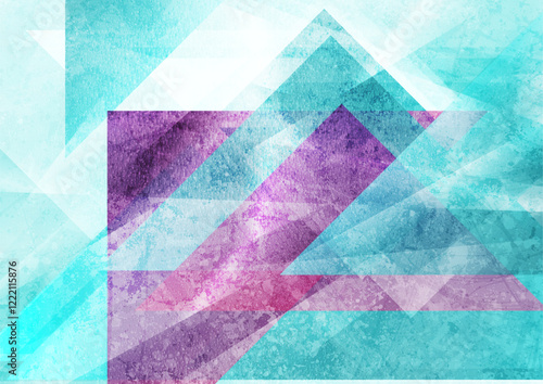 Blue and violet grunge geometric tech abstract background. Vector design