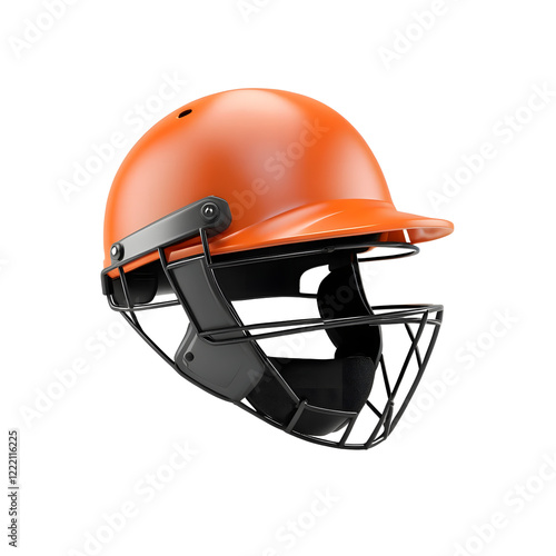 Orange Cricket Helmet with Protective Faceguard photo