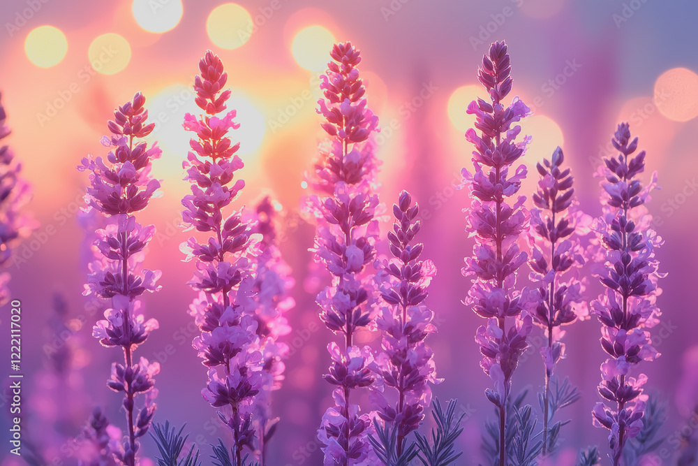 Naklejka premium Heather plants close-up - a stunning display of natures beauty featuring lush greenery and vibrant lavender flowers perfect for wallpapers and backgrounds in any setting bright and inviting