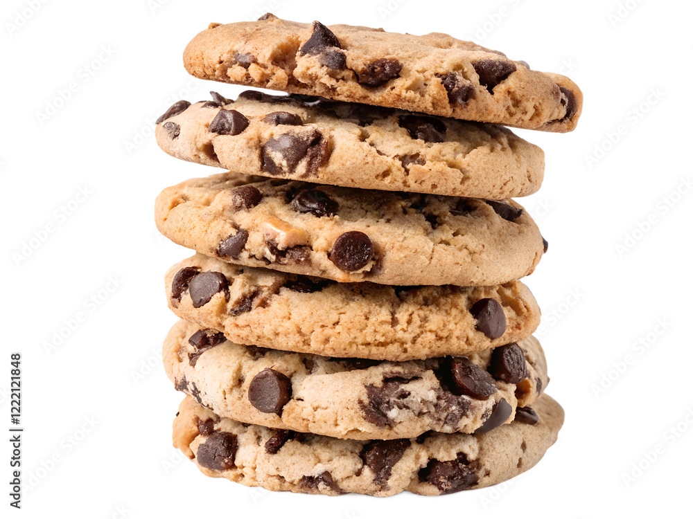 Stack of chocolate chip cookies, isolated on white background Stack of chocolate chip cookies, isolated on white background
