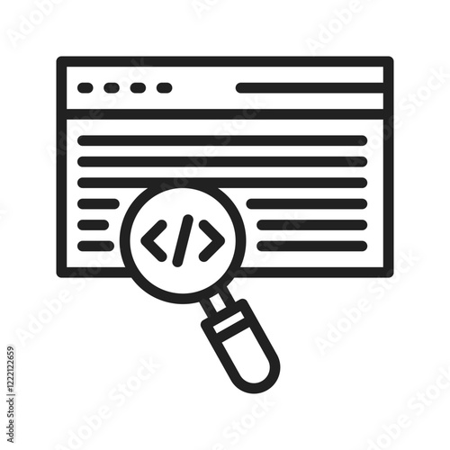 Code Search icon vector image. Suitable for mobile apps, web apps and print media.