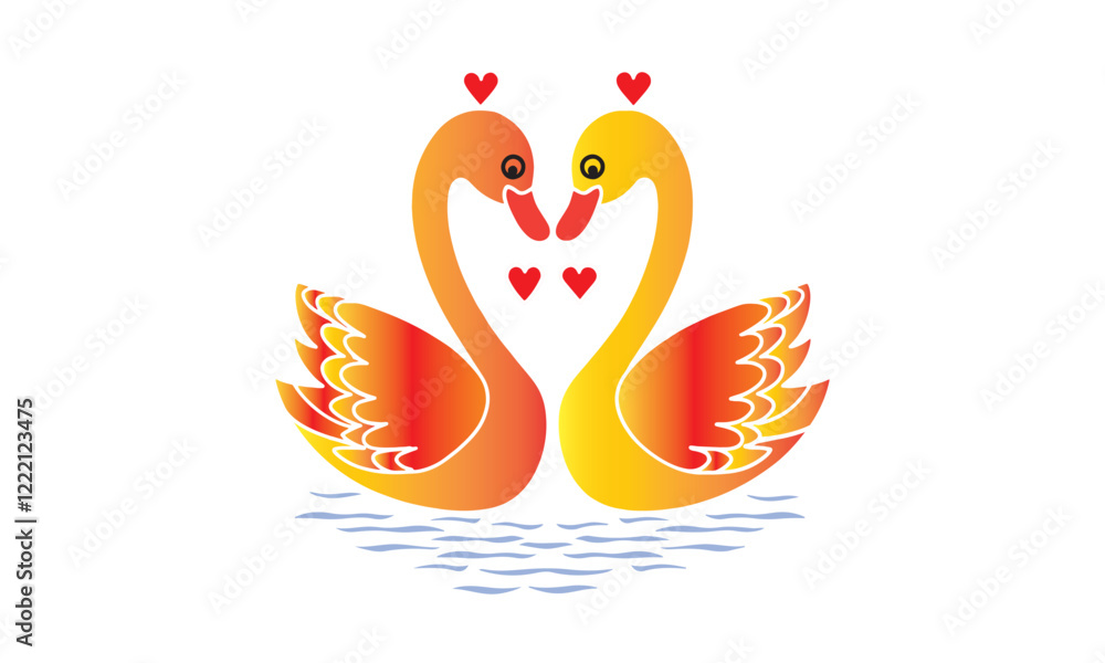 Two Swans in Love for Valentine's Day Two Swans in Love for Valentine's Day