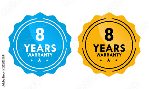 8 years and lifetime warranty label template illustration