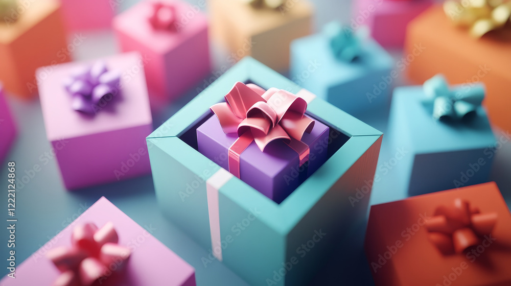 Cartoon game ui closed wrapped gift boxes with ribbon, bow and magic neon glow effect. Vector illustration set of present packages for birthday and Christmas or winner congratulation. Surprise pack. Cartoon game ui closed wrapped gift boxes with ribbon, bow and magic neon glow effect. Vector illustration set of present packages for birthday and Christmas or winner congratulation. Surprise pack.