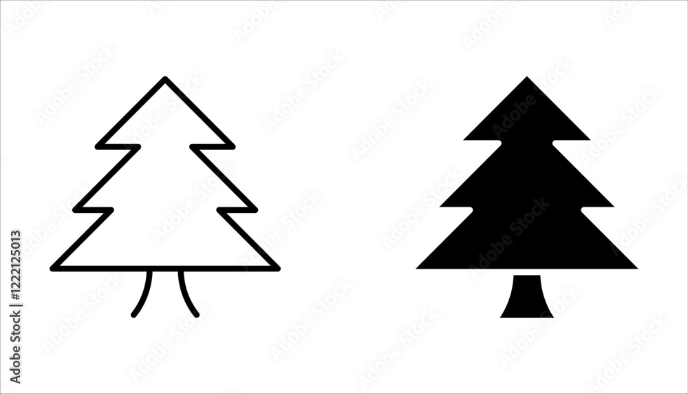 Tree Line Icon Set. Vector Different Trees Shapes Elements Collection on white background Tree Line Icon Set. Vector Different Trees Shapes Elements Collection on white background