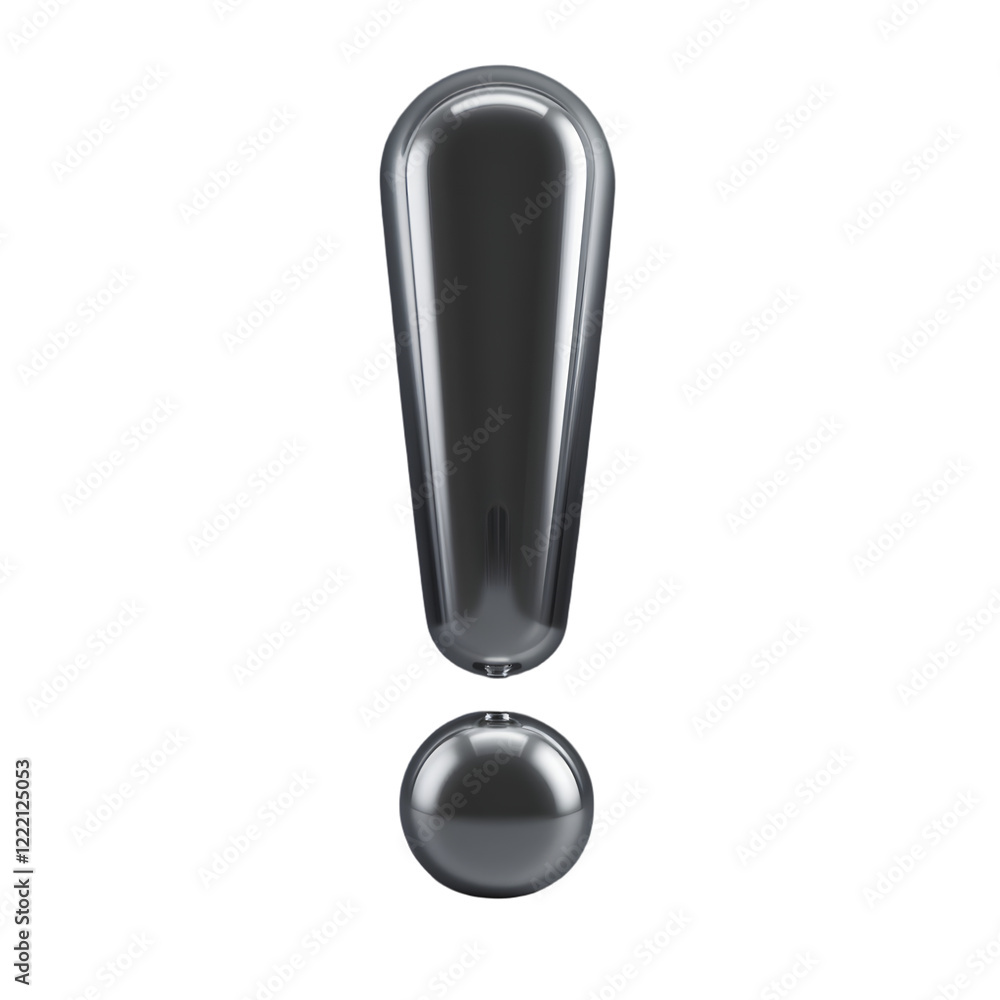High-Resolution 3D Render of a Glossy Black Exclamation Point. Generative AI High-Resolution 3D Render of a Glossy Black Exclamation Point. Generative AI