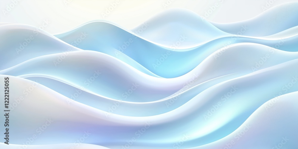 Fototapeta premium Soft Snow Dunes. Gentle Blue and White Curves Creating a Dreamy Frozen Landscape. Minimalist Winter Backdrop Perfect for Nature-Themed Designs, Holiday Cards, and Elegant Prints. AI generated