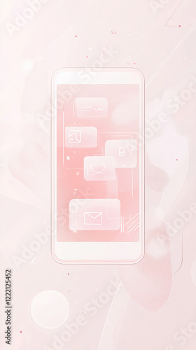 Pink smartphone with social media notifications photo