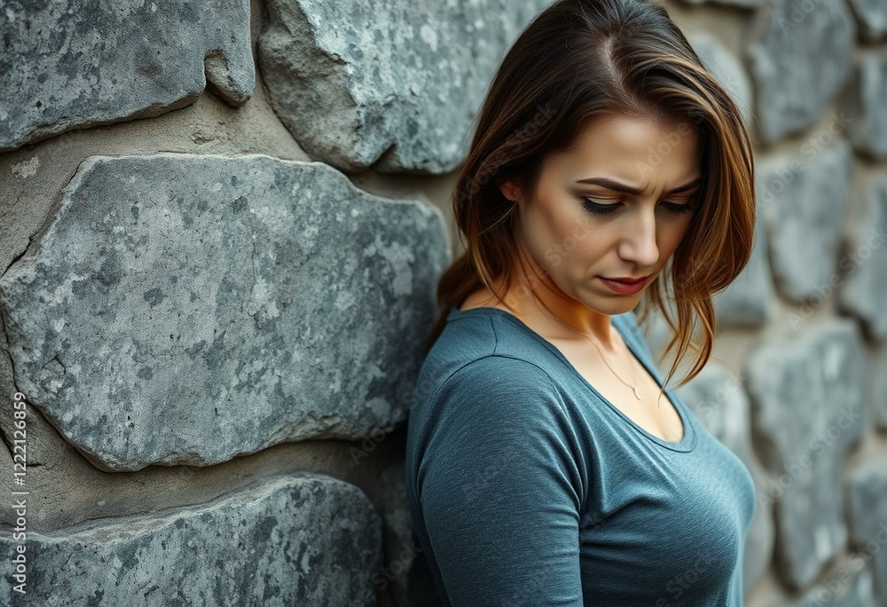 Female portrait outdoors with negative emotions