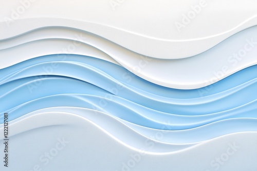 Layered Snow Waves. Elegant Abstract Snowy Ridges in Soft Blue and White Tones Creating a Minimalist Winter Design. Perfect for Seasonal Decor, Holiday Cards, and Nature-Themed Prints. AI generated