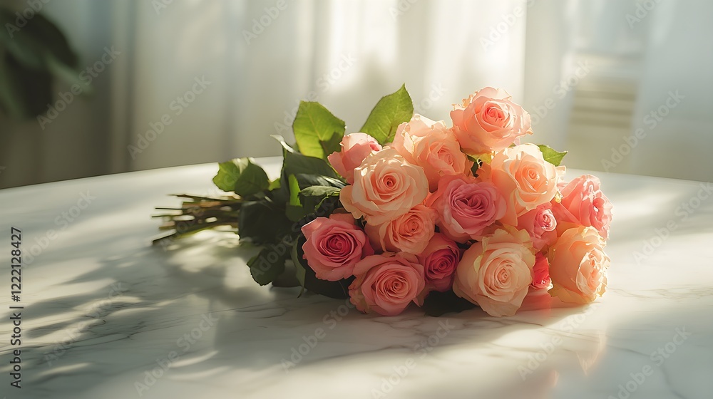Obraz premium beautiful bouquet of peach and pink roses