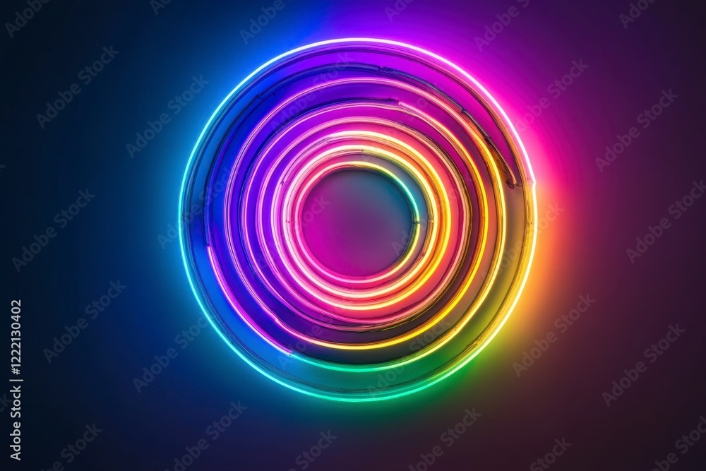 Vibrant Circular Neon Light Display in Vivid Colors and Patterns Vibrant Circular Neon Light Display in Vivid Colors and Patterns