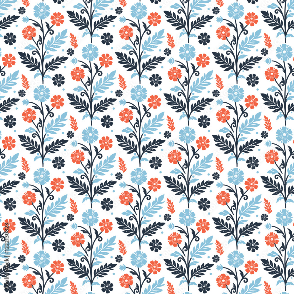 Fototapeta premium abstract seamless floral pattern with botanical wildflower motifs for textile fashion wallpaper and wrapping designs