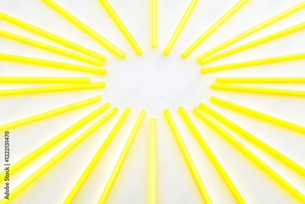 Radiant Yellow Straws Arranged in Circular Pattern on White Surface Radiant Yellow Straws Arranged in Circular Pattern on White Surface