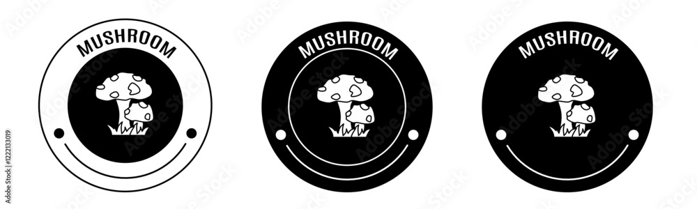Black and white illustration of mushroom icon in flat. Stock vector. Black and white illustration of mushroom icon in flat. Stock vector.