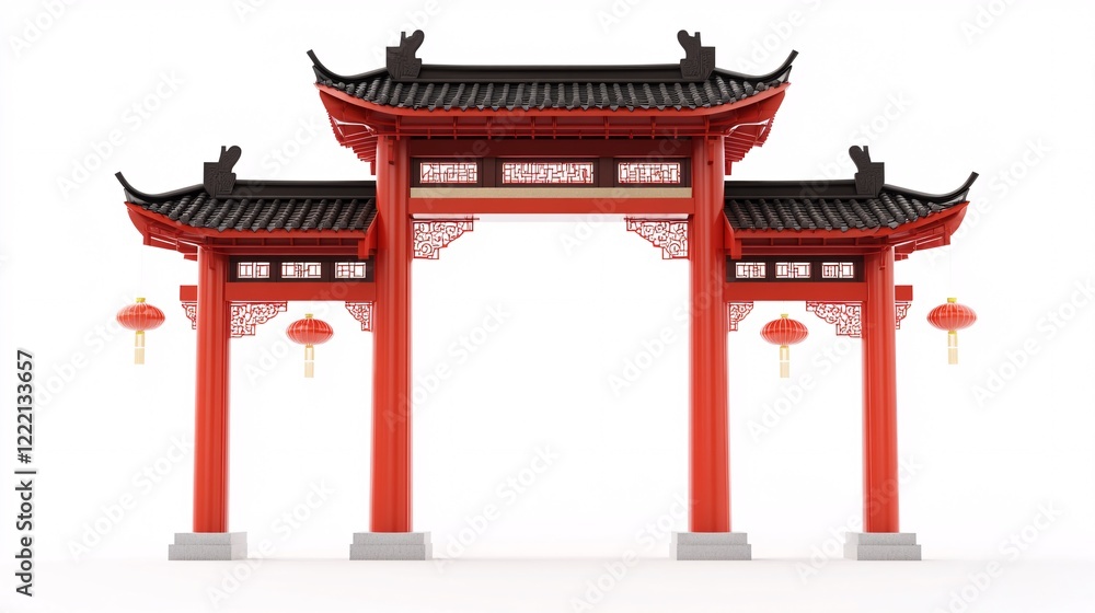 Traditional Asian Archway with Lanterns for Cultural Celebrations