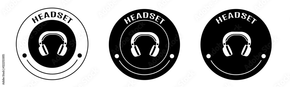 Black and white illustration of headset icon in flat. Stock vector. Black and white illustration of headset icon in flat. Stock vector.