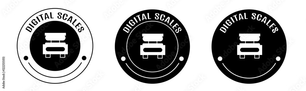 Black and white illustration of digital scales icon in flat. Stock vector. Black and white illustration of digital scales icon in flat. Stock vector.