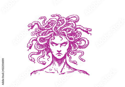 Gorgons  Medusa hand drawn sketch vector