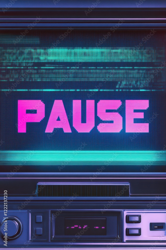 Retro glitch TV screen texture with distorted bold PAUSE text Retro glitch TV screen texture with distorted bold PAUSE text