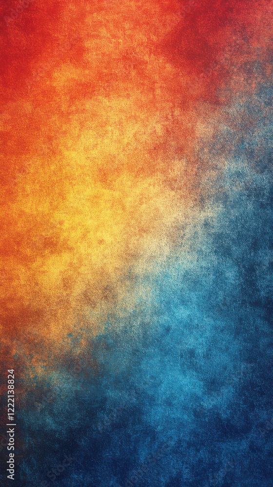 Fototapeta premium Vibrant red-orange-blue gradient background with dynamic grainy texture