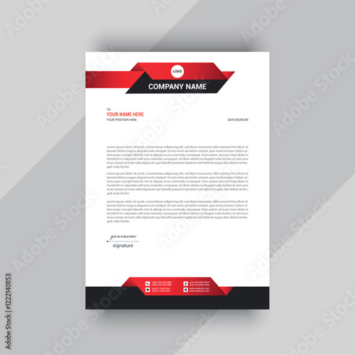 Modern red and black corporate letterhead design