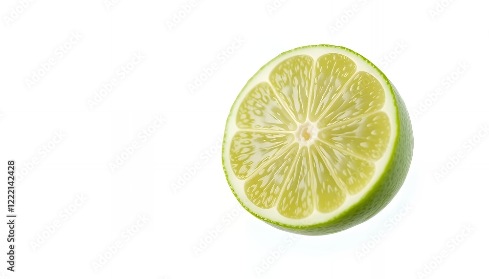Bright Green Lime Slice on White Background Bright Green Lime Slice on White Background
