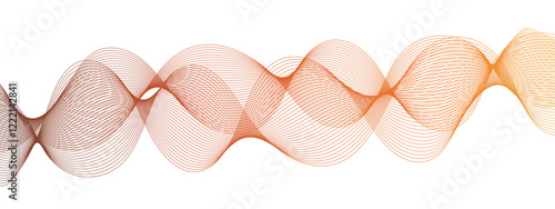 Abstract smooth flowing lines wave. Wave lines on transparent background. Technology, data science, geometric border pattern. Wave Swirl, frequency sound wave, twisted curve lines