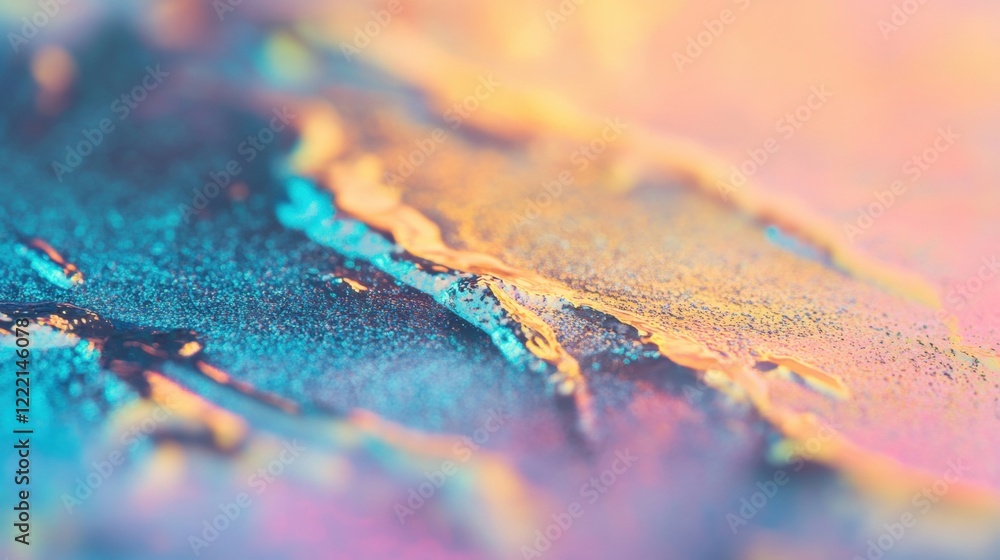 Fototapeta premium Intricate patterns of colors blend together, creating a stunning visual display reminiscent of a dreamlike landscape at twilight