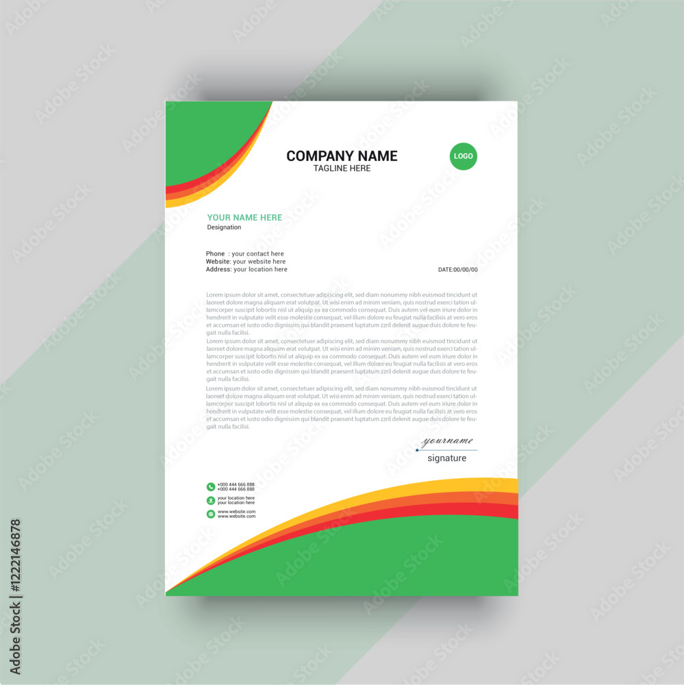 Modern green and red corporate letterhead design Modern green and red corporate letterhead design