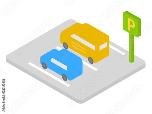 駐車場のイメージのアイソメトリックイラスト