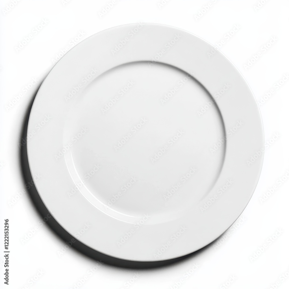Simple White Round Dinner Plate on White Background Simple White Round Dinner Plate on White Background