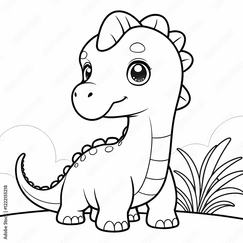 Fototapeta premium Sweet Dinosaur Coloring Page