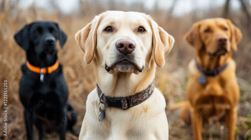 Dog wearing anti pests collar to prevent attacks from parasites during spring season Dog wearing anti pests collar to prevent attacks from parasites during spring season