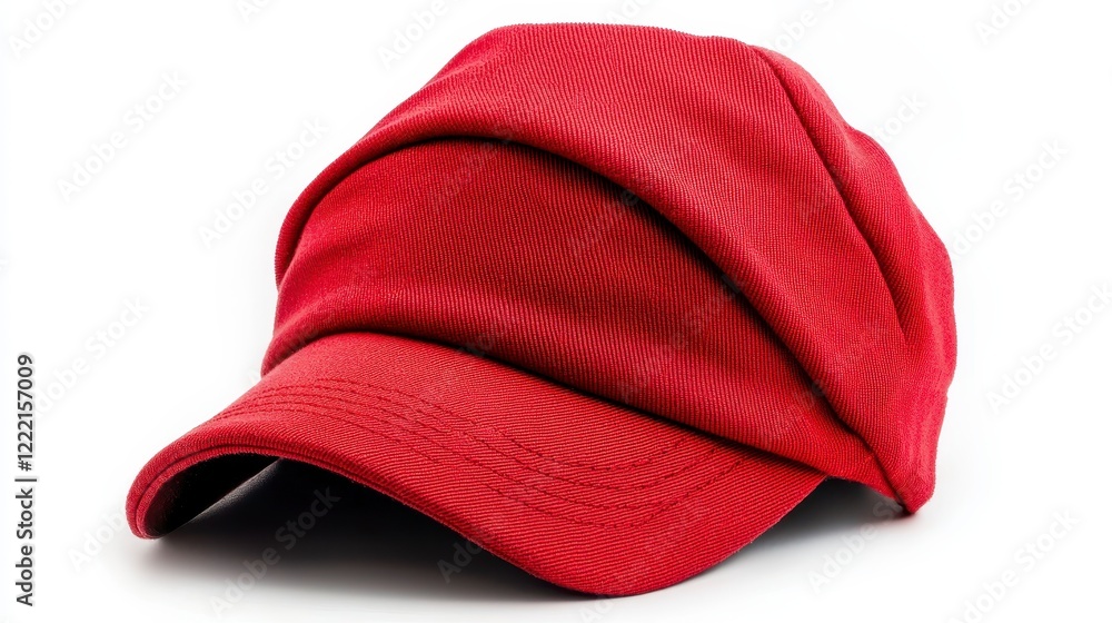 Red Textured Baseball Cap on White Background Red Textured Baseball Cap on White Background