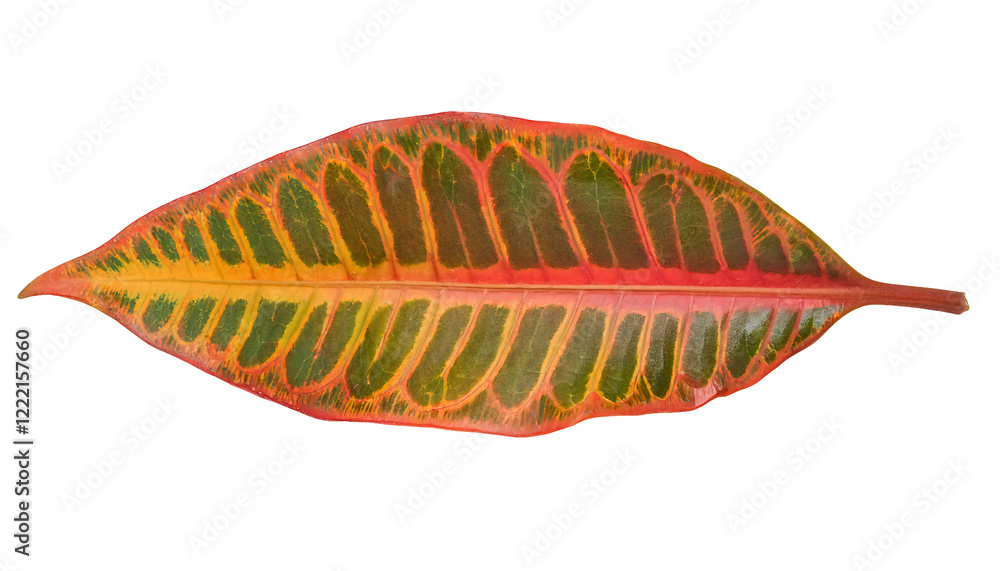 vibrant croton leaf with multicolored red yellow and green pattern isolated background for tropical botanical design
vibrant croton leaf with multicolored red yellow and green pattern isolated background for tropical botanical design