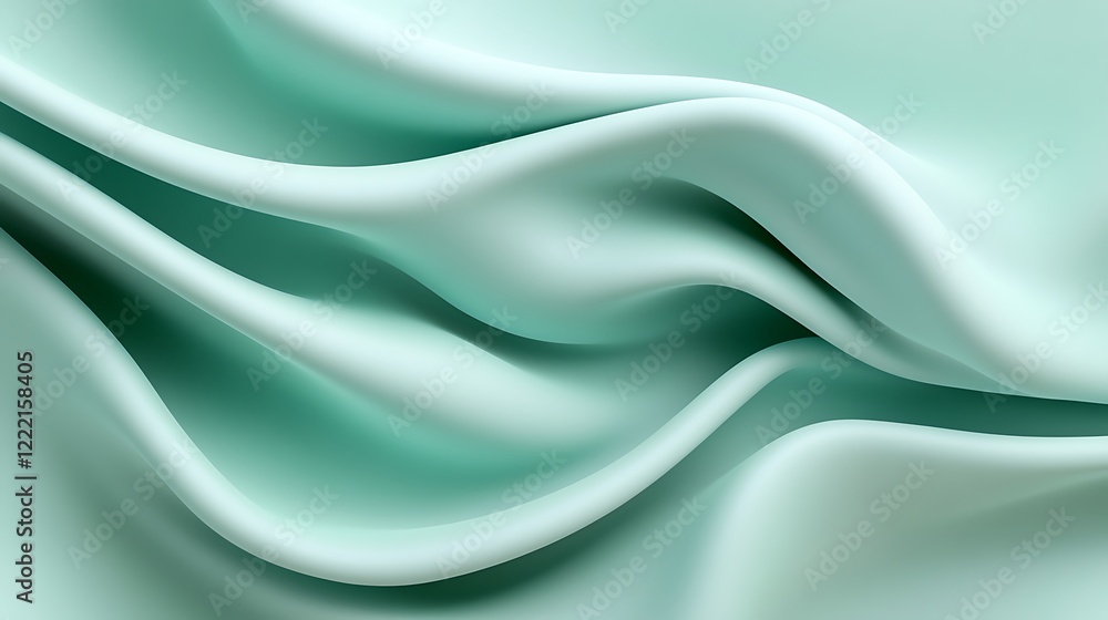 Soft Elegant Fabric Waves in Light Mint Green Color for Textures and Backgrounds Soft Elegant Fabric Waves in Light Mint Green Color for Textures and Backgrounds