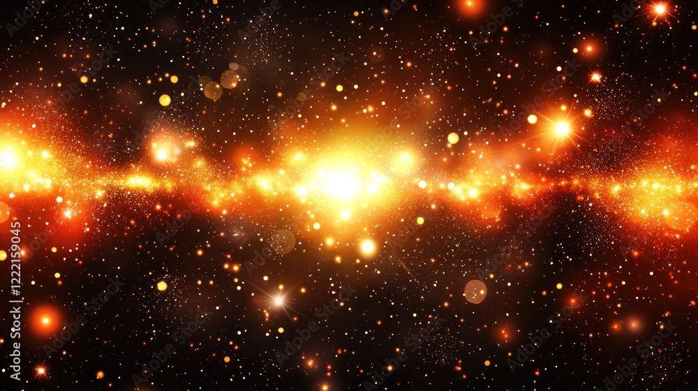 Cosmic orange nebula glowing, stars, space, background, design Cosmic orange nebula glowing, stars, space, background, design