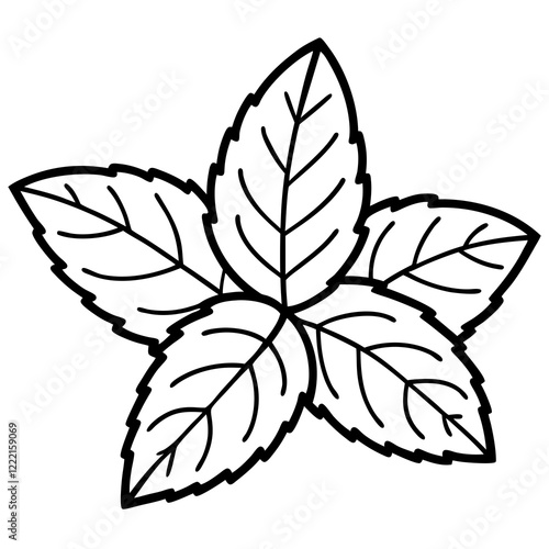 Mint Leaves Design Outline