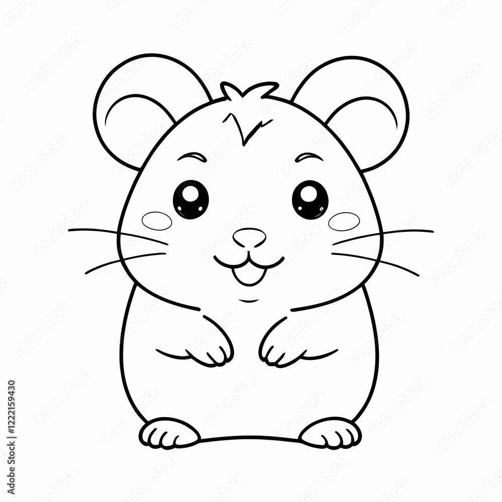 Fototapeta premium Cute Hamster Coloring Page for Kids, A Fun and Engaging Art Activity