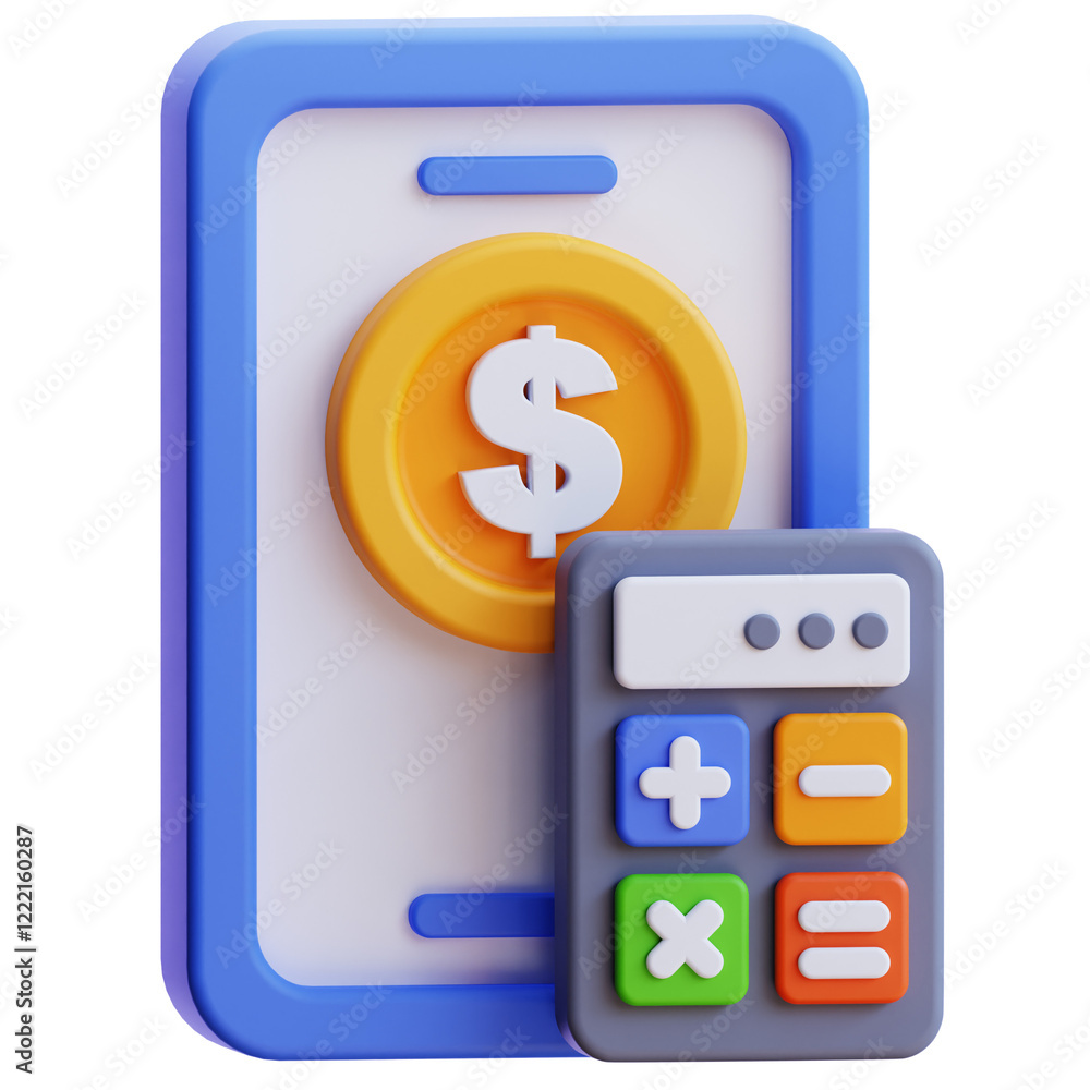 mobile accounting 3d graphic illustration mobile accounting 3d graphic illustration