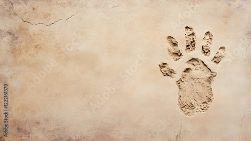 Dinosaur footprint preserved in the ground, offering a glimpse into prehistoric life, showing a clear and detailed imprint in the earth’s surface.
 photo