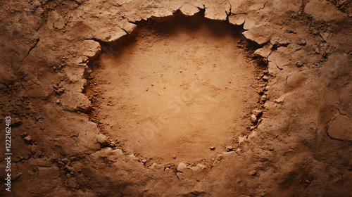 Dinosaur footprint preserved in the ground, offering a glimpse into prehistoric life, showing a clear and detailed imprint in the earth’s surface.
 photo