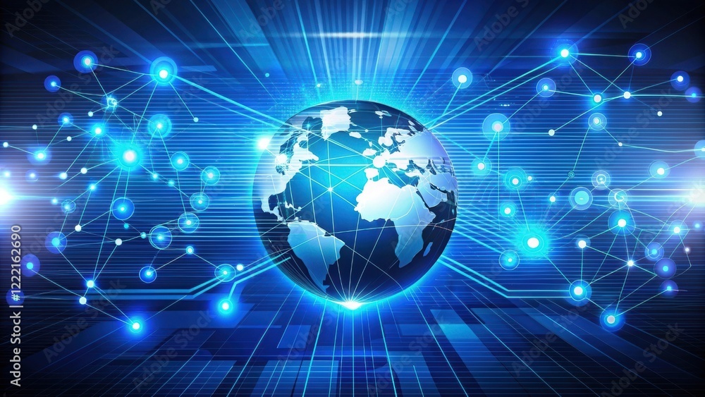 Global Network Connection, Digital World - Futuristic Technology Global Network Connection, Digital World - Futuristic Technology
