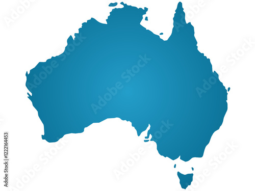 blue Australia map isolated on white photo