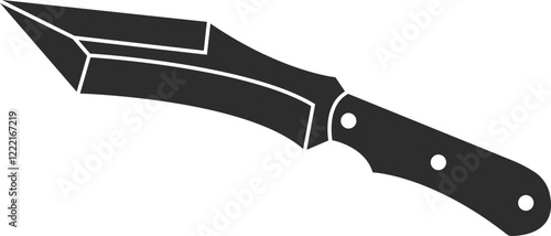Black silhouette of an army combat knife that cuts, stabs, and chops icon.