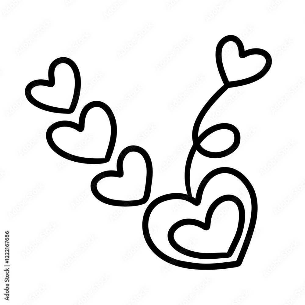 Obraz premium Cute heart outline illustration for Valentine's Day. It's a simple and charming design, perfect for decorating and filling with feelings of love and longing.
