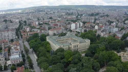 Wallpaper Mural Circular drone shot of Varna Necropolis Museum and its surrounding building, where the oldest gold treasures are displayed in Bulgaria. Torontodigital.ca